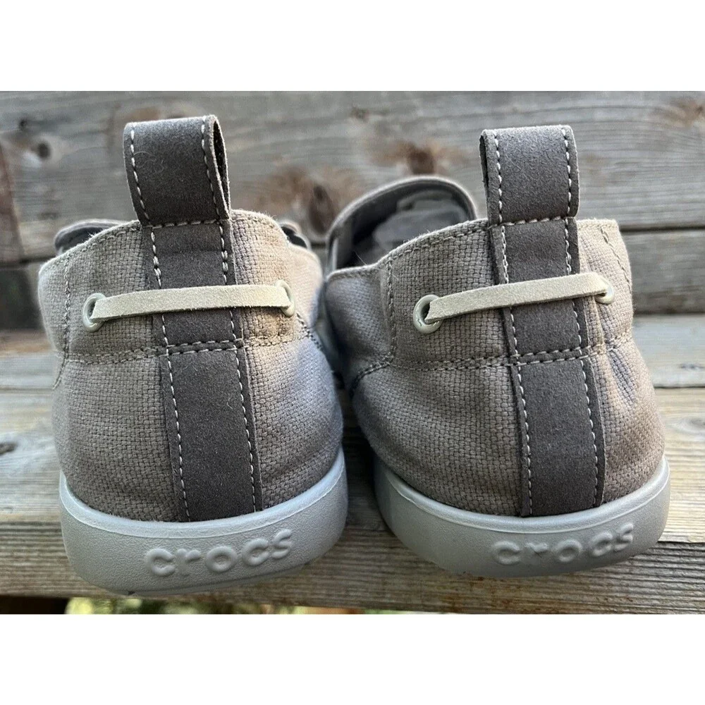 Crocs Walu Men's 13 Canvas Slip-On Loafers Casual Shoes 207635 - Gray